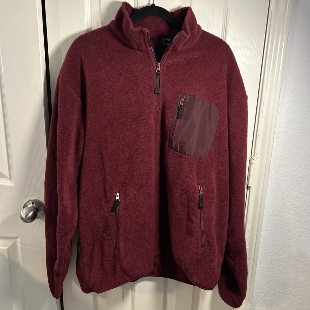CHAPS Fleece Sweater Sweatshirt Men's Size XL Red 1/4 Zip Pullover